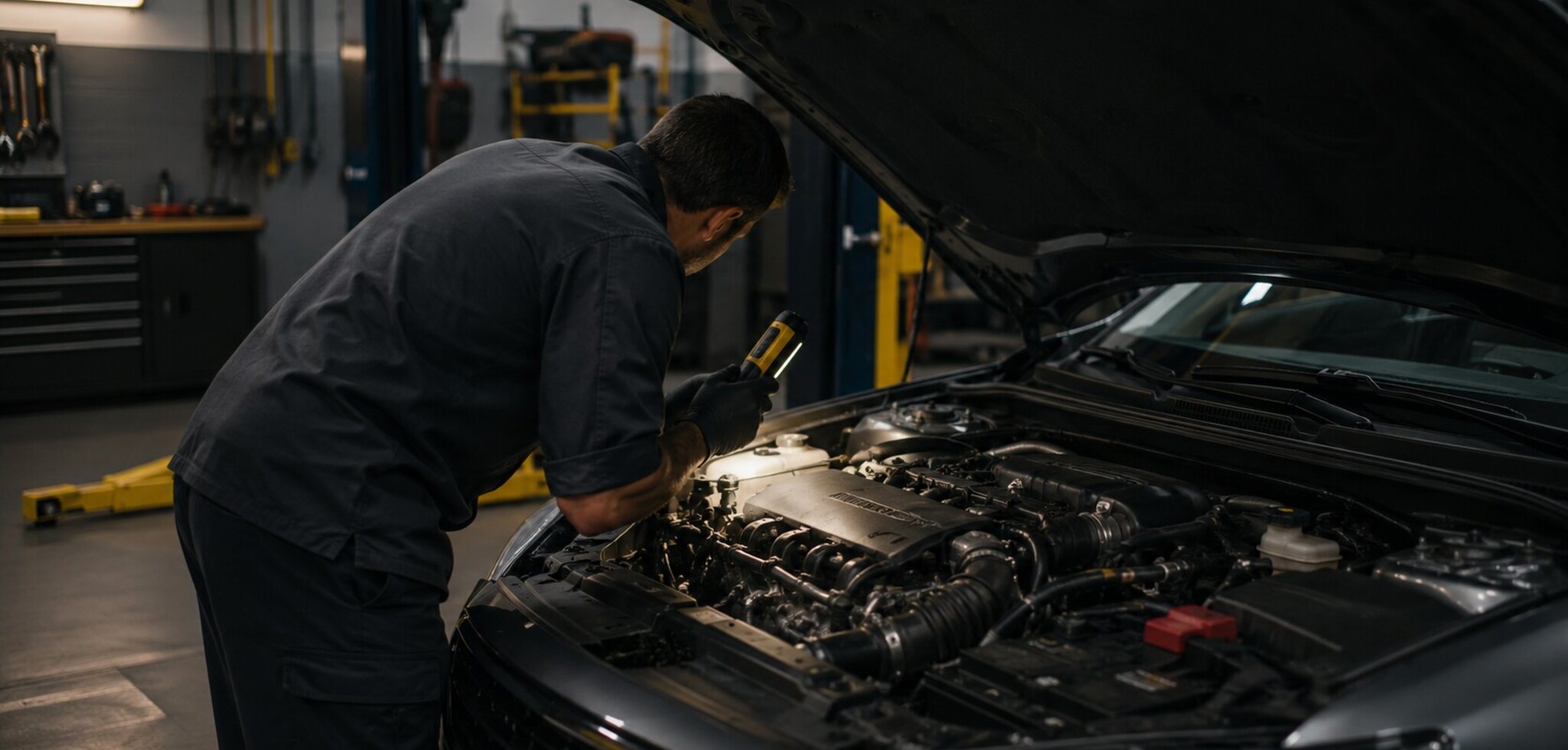 Mecánico revisando el motor de un vehículo